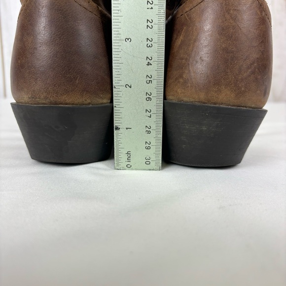 Justin McKayla Boots Embossed Leather Pointed Toe Western Boot Brown Size 9 - Picture 15 of 16